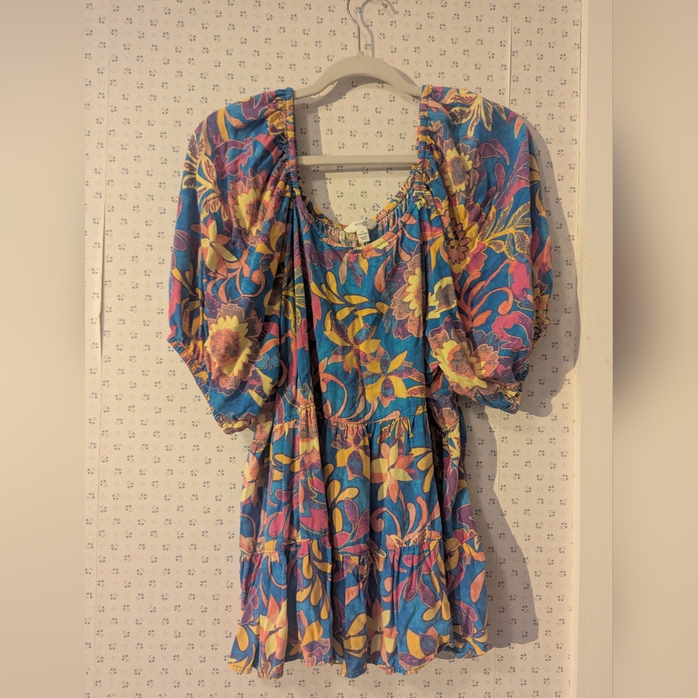 🩷 Terra & Sky 1X 16 18 Floral Top balloonPuff Sleeves Baby Doll Ruffle Feminine